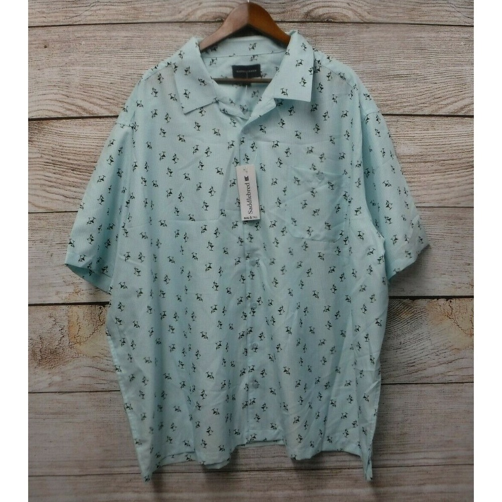 Saddlebred Shirt Mens 2X (58" Chest) Checkered Martini Polyester Button Down New